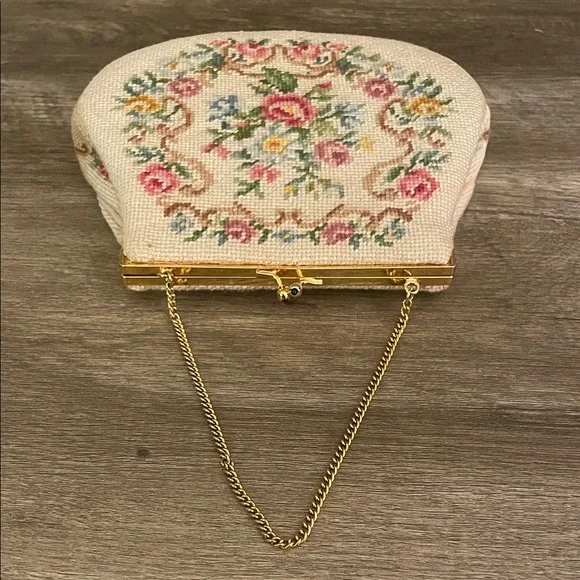 Vintage Floral Needlepoint Purse - Picture 9 of 12